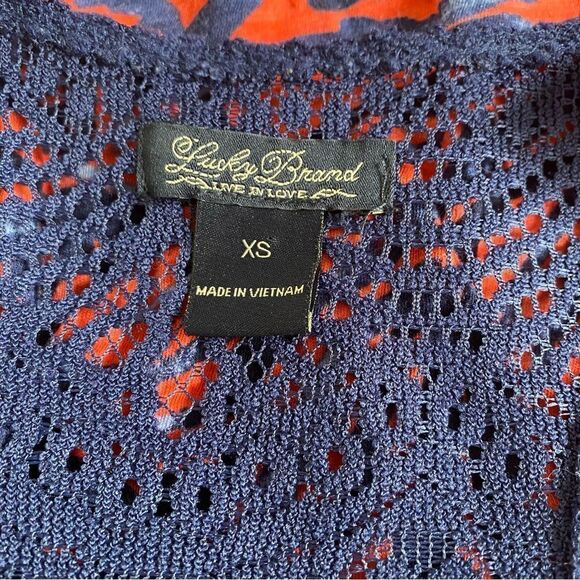 LUCKY Brand Crochet Floral Racerback Tank Blue Orange Size XS - Picture 5 of 5